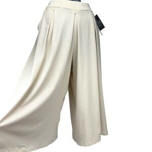 FROCCELLA Italy‎ NWT Pleated High Rise Cotton Beige Wide Leg Culotte Pants OS